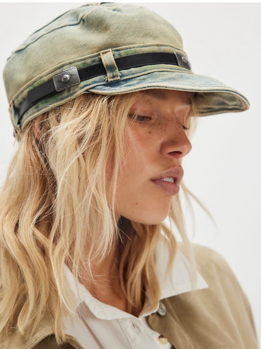 NWT Free People Washed Denim Cadet Hat in Denim